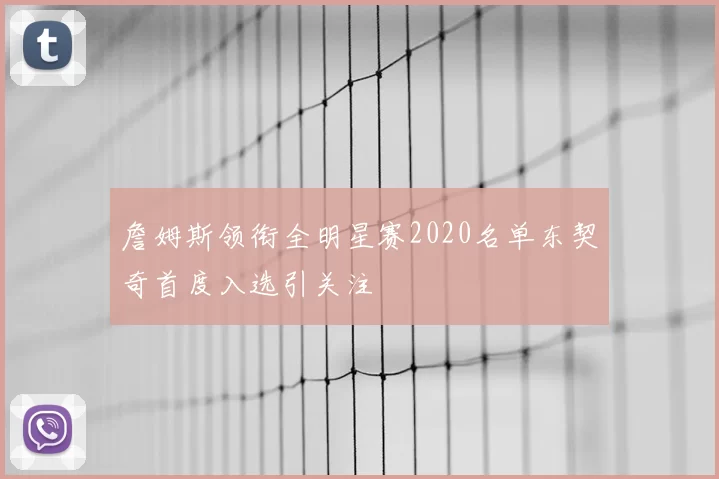 詹姆斯领衔全明星赛2020名单东契奇首度入选引关注